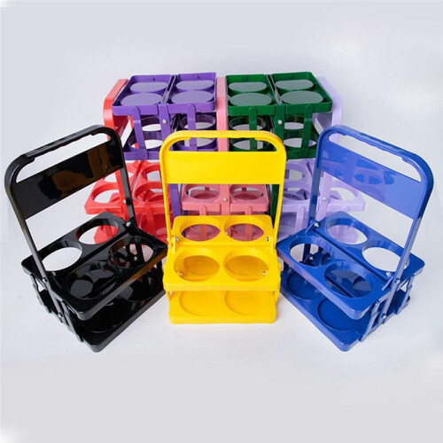 4 Holes Foldable Plastic Beverage Carrier,Reusable Drink Holder with Handle Portable Drink Holder 2