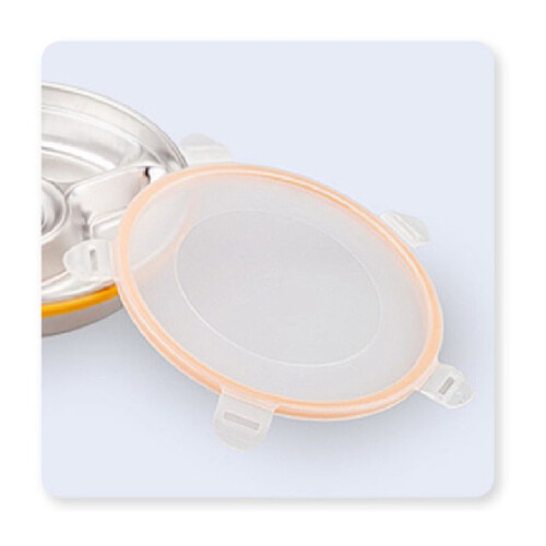 Divided Serving Tray with Lid Snack Fruit Vegetable Tray Stainless Steel 5 Compartments Platter Snackle Boxes Container 2