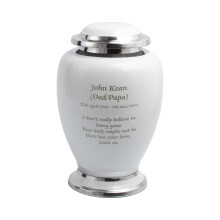 Cremation Memorial Urn Keepsake Adult Ashes White