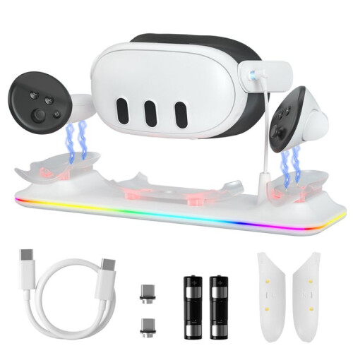 Wireless Charging Dock for Meta Quest 3/Meta 3 VR Multi-Function Magnetic Suction RGB Light Wireless Charging Adapter C 1