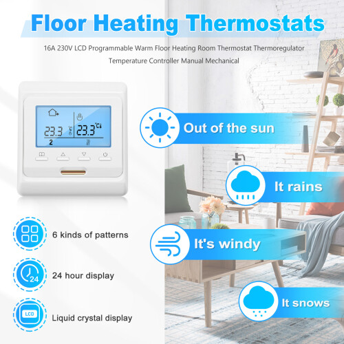 16A 230V LCD Programmable Warm Floor Heating Room Thermostat Thermoregulator Temperature Controller Manual Mechanical 2