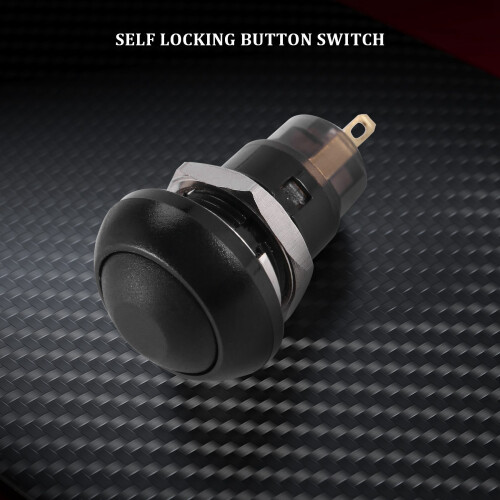 -Off Latching Waterproof 12mm Push Button  SPST 2A IP67, Black 1