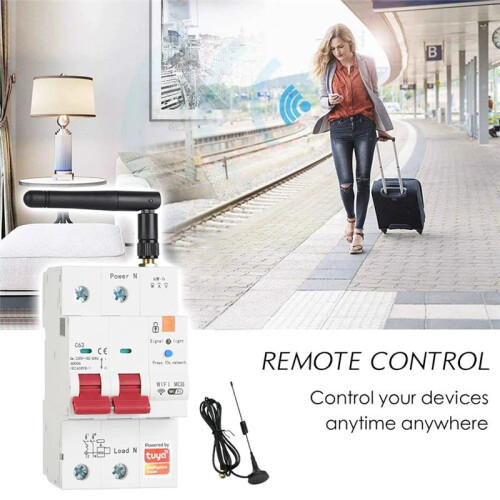Tuya  WiFi RS485 2P 63A MCB Breaker Prepaid Meter Timer  Voltage Current Protector Voice Control Alexa 2