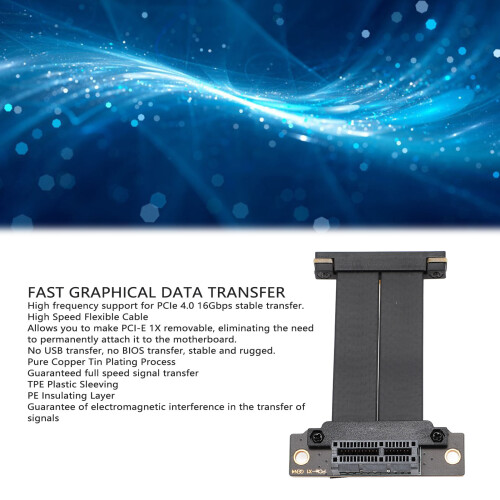 Cable riser PCIe 4.0 x1 de 40 cm, doble codo de 90 2