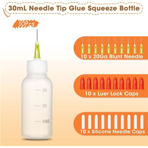 Needle Tip Glue Squeeze Bottle,30cc Glue Bottles with Blunt Needle Tip Applicator Dispenser Bottle 2