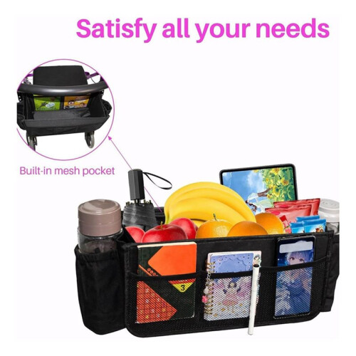 Walker Basket Walker Bag with Cup Holder, Foldable Walker Storage Bag Rollator Accessories Bag with  Capacity 2
