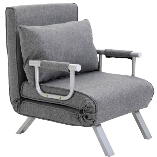 Umbaubarer Relaxsessel mit Bettfunktion, Grau, 65x69x80 cm