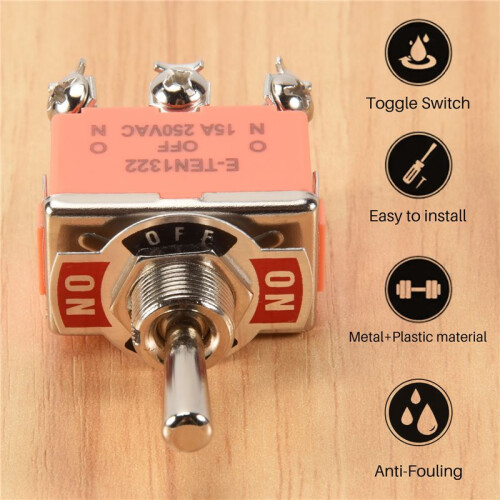 AC 250V 15A Latching 3 Way -Off- Single Pole Double Throw Toggle  Orange 2