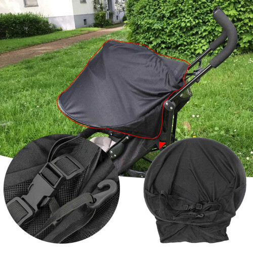 2X Baby Stroller Sun Visor Carriage Sun Shade Canopy Cover Black 2