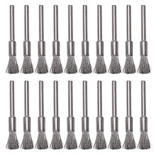 20 Pc Stainless Steel 1/4 Inch (6mm) Pen Wire Brush 532 with 1/8 Inch (3mm) Shank for and Compatible Rotary Tool