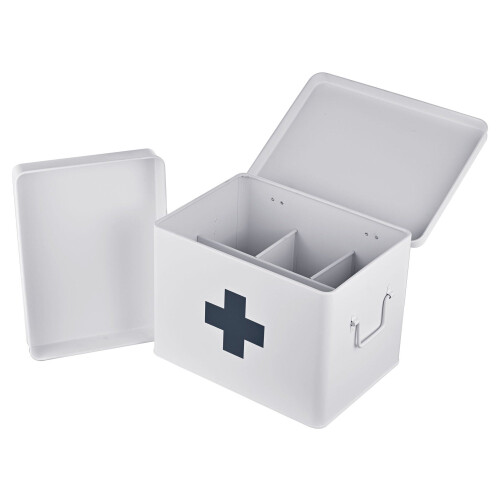 Caja de metal para guardar medicamentos con 4 compartimentos