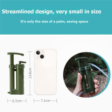 Portable Water Filter, Survival Pump Water Purification, with RO Membrane (0.0001 ) for Hiking, Camping, Emergency