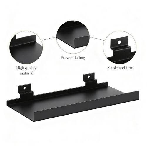 Wall-Mounted Storage Rack Panel Shelving, Metal Wall-Mounted Slat Shelf for Home 1