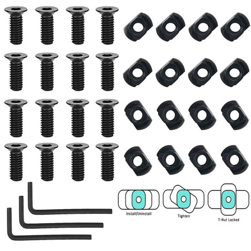 32 Pack M 4 T-Nut Metric Camming Screw Replacement Sets Compatible with Standard Rail Systems, with Thread Screws 2