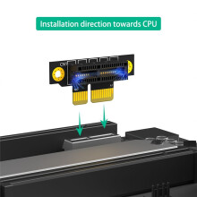 PCI-E 1 X 3.0 90 Degree Reverse Male To Female Riser Card för 1U-Server (Installationsriktning Mot CPU)