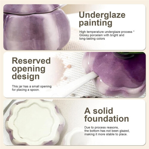 Ceramic Salt Container,Onion Shaped Salt Cellar ,Salt Cellar with Lid and Spoon,Multi-Purpose Kitchen Spice Container 2