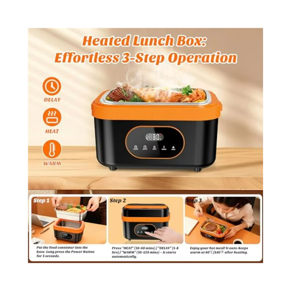 1.5L Portable Wireless Heated Lunch Box Electric Heated Lunch Box Led Display 60W Food Warmer For Work Travel Car 4714098010075