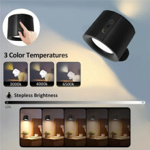Double Magnetic LED Wall Lamp Rechargeable 360 Rotation Wireless Remote Control Spotlight for Bedroom Decor A
