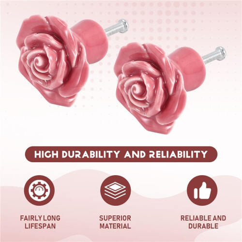 10 Pcs Ceramic Vintage Floral Rose Flower Door Knobs Handle Drawer Kitchen + Screws () 1