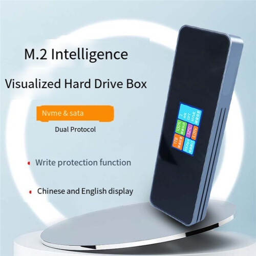 Intelligent M.2 Portable Solid State Drive Enclosure with Write Protection Dual Protocol Aluminum Alloy Screen 2