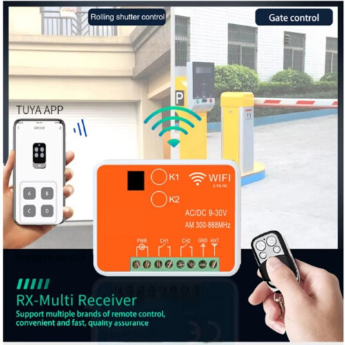 Tuya  Multi Frequency 300 to 868mhz Universal Two Channels Multi Receiver for Fixed Code and Rolling Code Controls 2