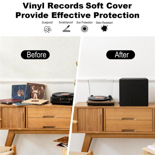 Capa Protetora Contra Poeira para Discos de Vinil, Capa Protetora de Lã e Elastano com Elástico para Discos de Vinil de 12 Polegadas