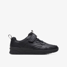 (Extra Wide, 9.5 (Children's)) ClowderSprintK Black Leather