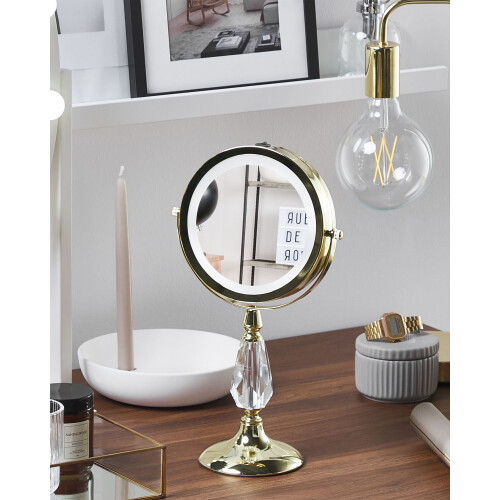 Beliani Makeup Mirror LED MAURY Gold 1