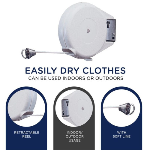Retractable Washing  15m Strong, Automatic Retraction Indoor & Outdoor Use 2