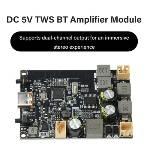 5V 2x10W Dual Channel Bass Enhancement Algorithm BT Amplifier Board  5V TWS BT Amplifier Module Type C 1