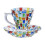 Multipurpose Painted Colorful Glass Drinking Cup and Saucer Set 1
