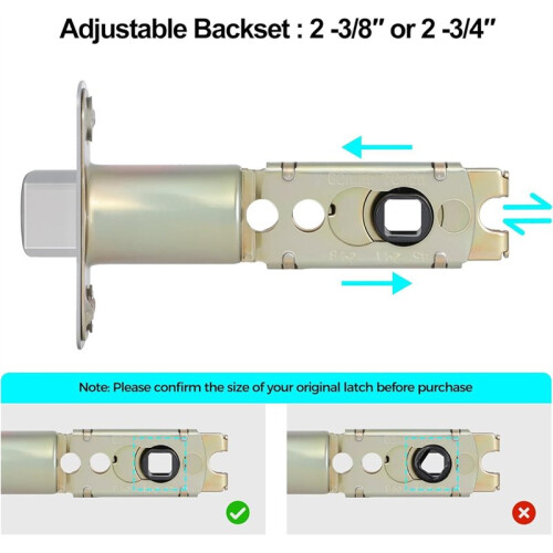 1 Pack Door- Replacement, 8mm  Spindle Hole, 45Turning Angle, 2-3/8'' or 2-3/4'' Backset Door Deadlatch 1