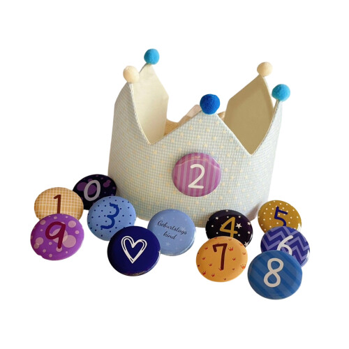 Reusable Kids Birthday Crowned Hat Alternative-light blue Star