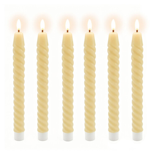 Velas LED sin llama, de cera real, juego de 6