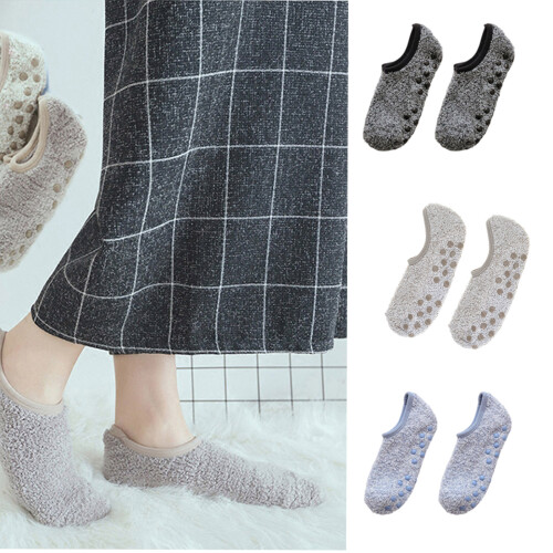 Fuzzy Sock Plush Slipper Sock with Antis slip-Light coffee 2