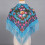 Flower Pattern Square Scarf With Tassels Trim-Sky Blue 4