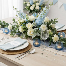 Conjunto de 12 Castiçais Azuis para Decoração de Chá de Panela, Ideais para Centros de Mesa de Casamento.