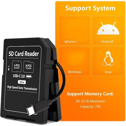New  Memory Card Storage Case Memory Card Reader Supports USB Type-C and USB Compatible 1