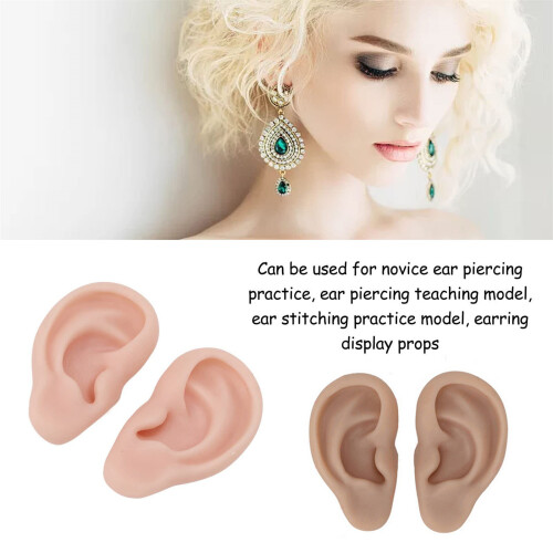 Realistic Silicone Ear Practice Tool For Ear-dark skin color 2