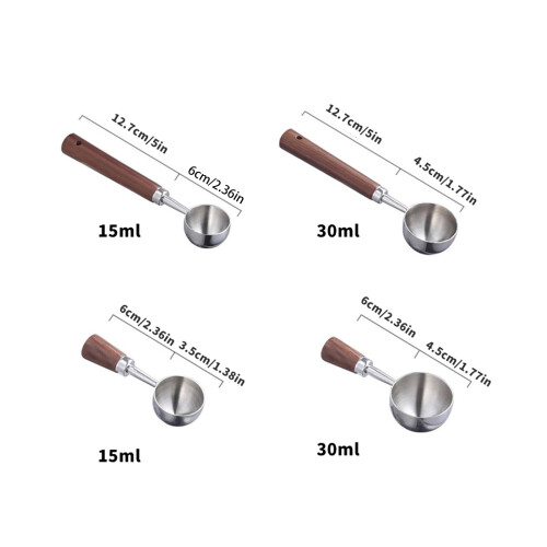 Versatile Measuring Tool-30ml natural color short wooden handle 1