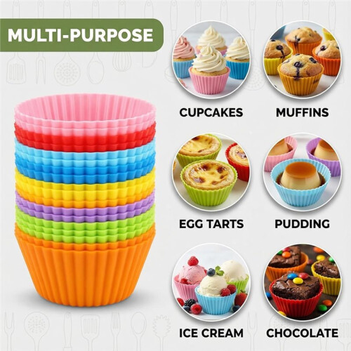 Silicone Cupcake Moulds for Baking, 32 Pcs - Versatile Muffin Liners in 8 Vibrant Colors 2