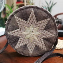 (Waist drum bag, Light brown) Hand embroidery diy material bag fabric embroidery fashion creative storage cosmetic bag