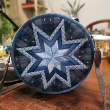 (Waist drum bag, Blue) Hand embroidery diy material bag fabric embroidery fashion creative storage cosmetic bag