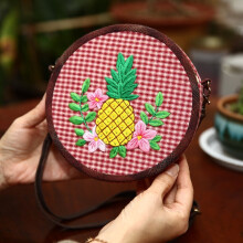 (Bulge, Pineapple) Hand embroidery diy material bag fabric embroidery fashion creative storage cosmetic bag