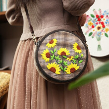 (Bulge, Sunflower) Hand embroidery diy material bag fabric embroidery fashion creative storage cosmetic bag