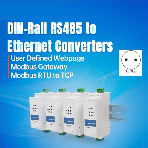 DIN-Rail RS485 Serial Port to Ethernet Converter Server IOT Device USR-DR302 Support Modbus EU Plug 1