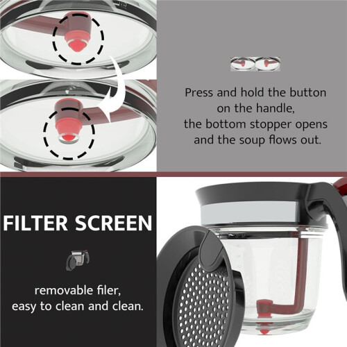 Fat Separator with Bottom Release, Gravy Separator with Oil Strainer for Cooking, Kitchen Gadgets Grease Separator 1