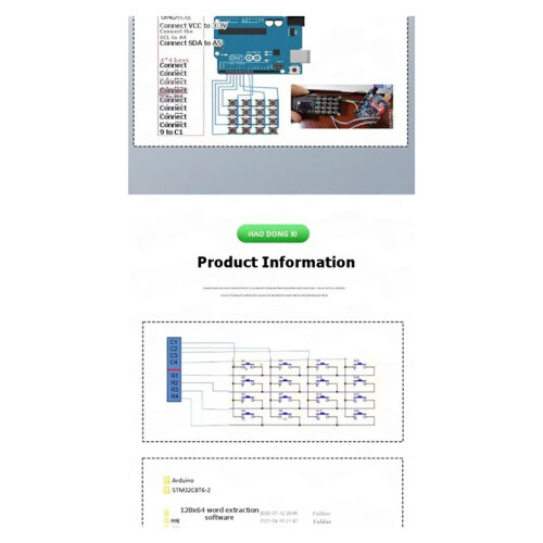 0.96 Inch IIC OLED Display SSD1106 SSD1306 with 4x4 Keyboard 16P Button Display Module Screen Module Electronic Kit 1106 2