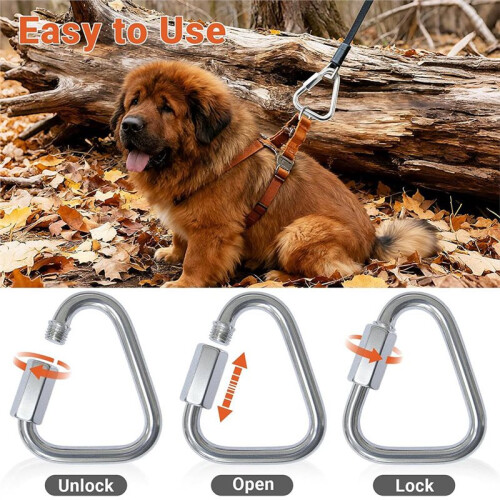 8 Pack Triangle Carabiner Clips for Slackline , Heavy Duty Triangular Quick  Quick Link Chain Connector 2