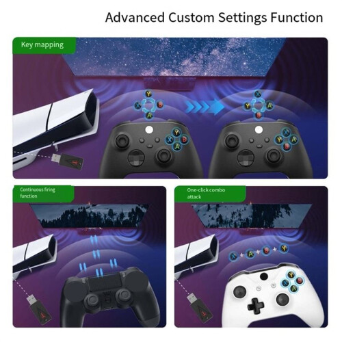 Upgraded Wireless Adaptor and Converter for PS5/PS4// Pro PC/Steam Platform Gamepad Converter 2